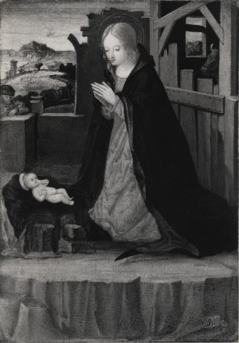 Gamberoni, Silvio — Civerchio Vincenzo - attr. - sec. XV/ XVI - Madonna in adorazione del Bambino — insieme, fronte